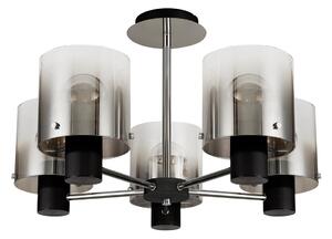 Nordic 5 Light Semi Flush Ceiling Light in Black Finish With Smoked Glass