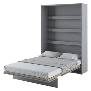 Cortez Wooden Double Bed Wall Vertical In Matt Grey With LED