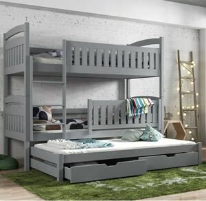 Beloit Bunk Bed And Trundle In Grey With Foam Mattresses