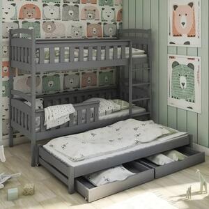 Hampton Wooden Bunk Bed And Trundle In Graphite