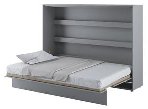 Cortez Wooden Double Bed Wall Horizontal In Matt Grey With LED