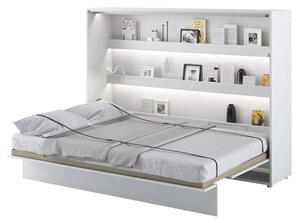 Cortez Wooden Double Bed Wall Horizontal In Matt White With LED