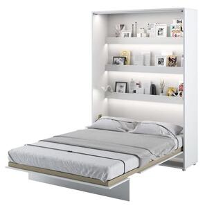 Cortez Wooden Double Bed Wall Vertical In Matt White With LED