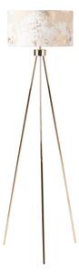 Troy Ivory Linen Shade Gold Inside Floor Lamp With Gold Tripod