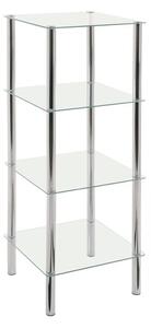 4 Tier Glass Display Unit In Clear With Chrome Supports