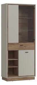 Royse Wooden Display Cabinet With 3 Doors 1 Drawer In Grey