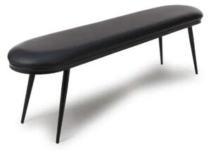 Aara Faux Leather Dining Bench In Black With Black Metal Legs