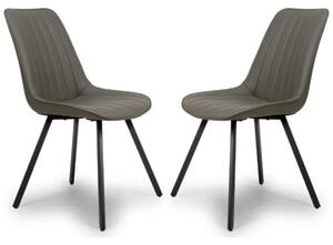 Macia Truffle Faux Leather Dining Chairs In Pair