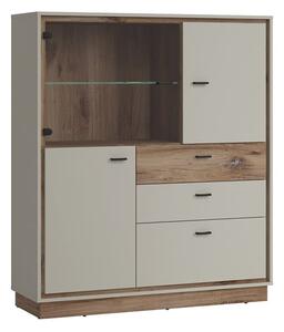 Royse Display Cabinet With 3 Doors 3 Drawers In Grey Oak