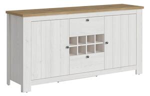 Clinton Wooden Sideboard With Wine Rack In White And Oak