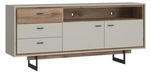 Royse Wooden Sideboard Open Shelf With 2 Doors In Grey And Oak