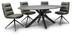 Lacole Grey Dining Table Oval With 6 Nobo Truffle Chairs