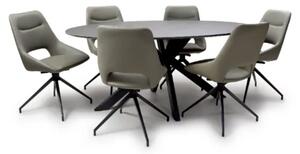 Lacole Grey Dining Table Oval With 6 Aara Truffle Chairs