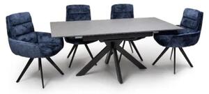 Lacole Extending Grey Dining Table With 6 Oakley Navy Chairs