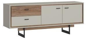 Royse Wooden TV Stand With 2 Doors 2 Drawers In Grey And Oak