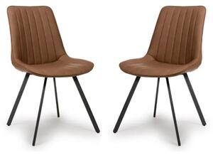 Macia Tan Faux Leather Dining Chairs In Pair