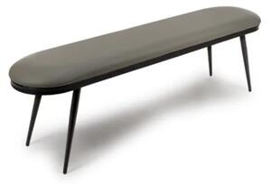 Aara Faux Leather Dining Bench In Truffle With Black Metal Legs