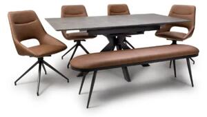 Gabri Extending Dining Table With 4 Aara Tan Chairs And Bench