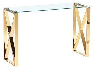 Nardo Clear Glass Console Table With Gold Metal Frame