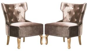 Narvel Beige Velvet Dining Chairs With Wooden Legs In Pair