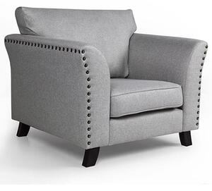 Lamya Fabric 1 Seater Sofa With Wooden Legs In Grey