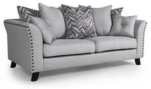 Lamya Fabric 3 Seater Sofa With Wooden Legs In Grey