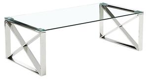 Nardo Clear Glass Coffee Table With Silver Metal Frame