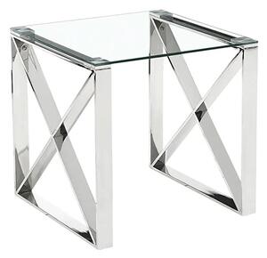 Nardo Clear Glass Lamp Table With Silver Metal Frame