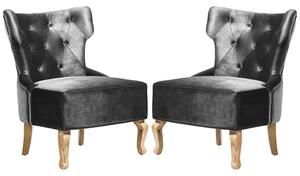 Narvel Grey Velvet Dining Chairs With Wooden Legs In Pair