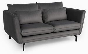 Edel Fabric 2 Seater Sofa With Black Metal Legs In Grey