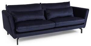 Edel Fabric 3 Seater Sofa With Black Metal Legs In Navy