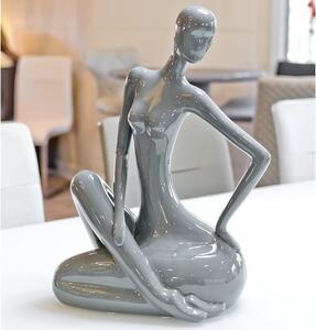 Courson Ceramic Lady Sitting Sculpture In Grey