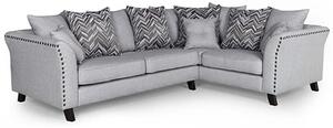 Lamya Fabric Corner Sofa With Wooden Legs In Grey