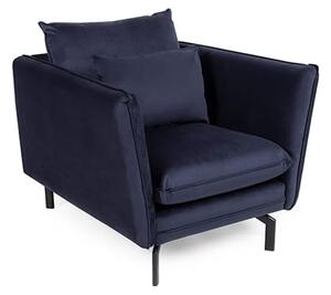 Edel Fabric 1 Seater Sofa With Black Metal Legs In Navy