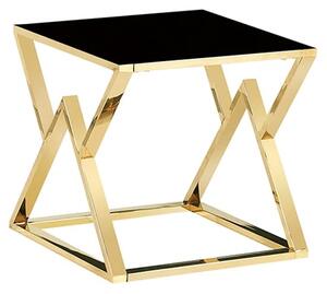 Magni Black Glass Lamp Table With Gold Metal Frame