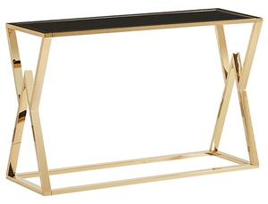 Magni Black Glass Console Table With Gold Metal Frame