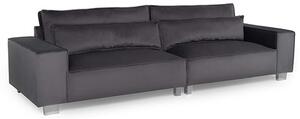 Hazel Fabric 4 Seater Sofa With Chrome Metal Legs In Steel