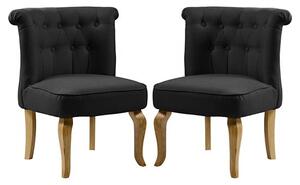 Pacari Black Fabric Dining Chairs With Wooden Legs In Pair