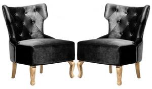 Narvel Black Velvet Dining Chairs With Wooden Legs In Pair