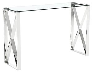 Nardo Clear Glass Console Table With Silver Metal Frame