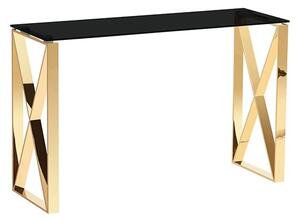 Nardo Black Glass Console Table With Gold Metal Frame