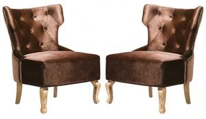 Narvel Brown Velvet Dining Chairs With Wooden Legs In Pair