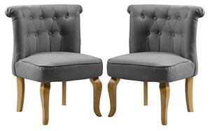 Pacari Grey Fabric Dining Chairs With Wooden Legs In Pair