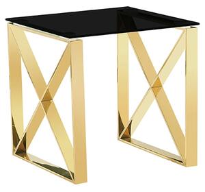 Nardo Black Glass Lamp Table With Gold Metal Frame