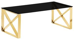 Nardo Black Glass Coffee Table With Gold Metal Frame