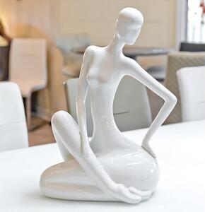 Courson Ceramic Lady Sitting Sculpture In White