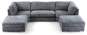 Abelina U Shaped Fabric Sofa In Grey