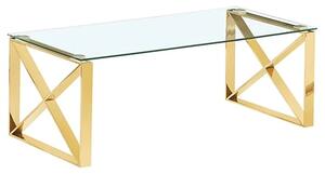 Nardo Clear Glass Coffee Table With Gold Metal Frame