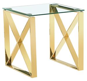 Nardo Clear Glass Lamp Table With Gold Metal Frame