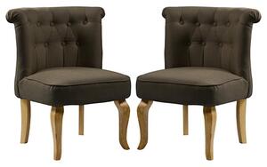 Pacari Brown Fabric Dining Chairs With Wooden Legs In Pair